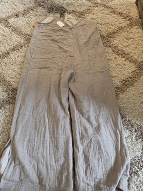 By Together Light Taupe Wide-Leg Linen-Blend Jumpsuit